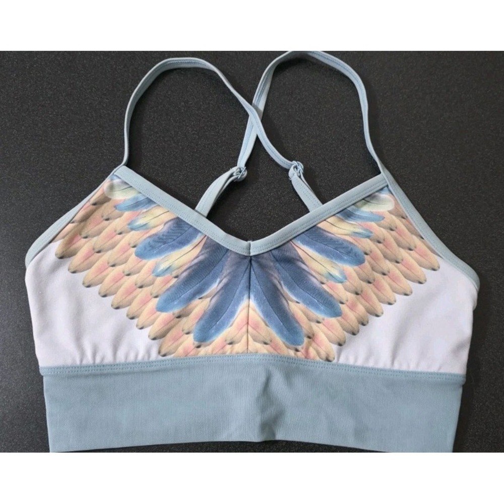 Alo Yoga Gypset Goddess X Alo Aria Active Bra Sz S Green Feather Adjustable EUC